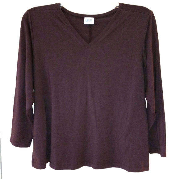 Oval Clothing Company size 20 WP plum long sleeve v-neck top - Picture 1 of 4